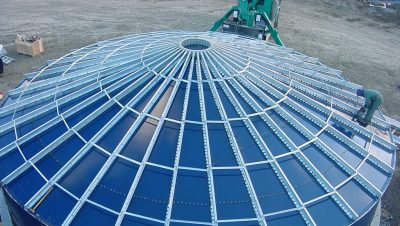 Top of a steel roof